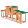 IM Beauty 2 Layer Wooden Rabbit Hutch Small Animal House Pet Cage,with Removable Tray and 2 Runs Wood,Brown and Green