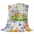 thumbnail image 6 of Happy Easter Blanket Soft Cozy Warm Twin Blanket for Bed, Plush Fuzzy Flannel Fleece Blankets for Sofa, Watercolor Truck Eggs Flowers Butterfly Botanical Throw Blankets for Couch Gifts, 60"x80", 6 of 9