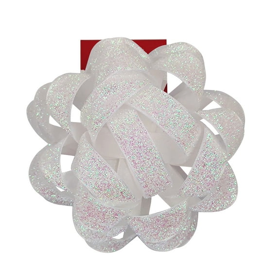 White Iridescent Velvet Christmas Jumbo Star Gift Bow, 6", by Holiday Time
