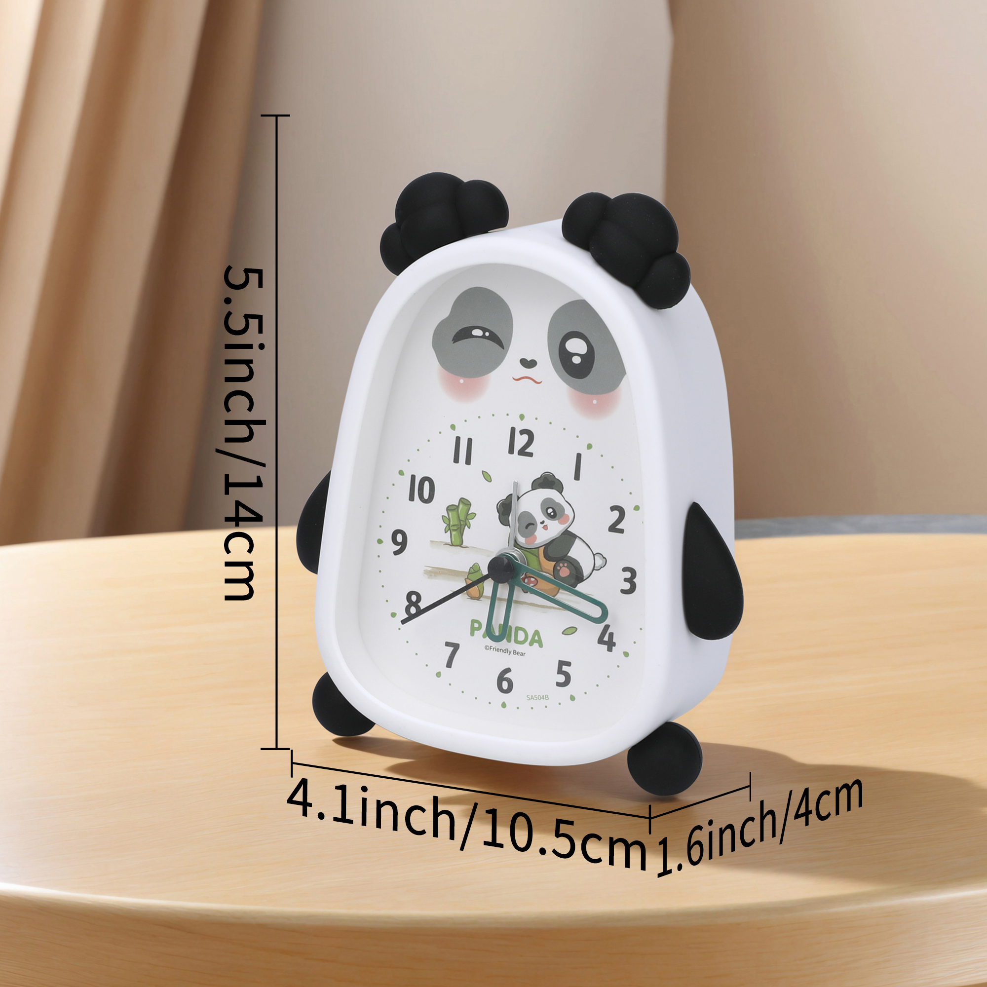 Unique Bargains Silent Non Tick Cute Alarm Clock Black 4.1"L x 1.6"W x 5.5"H