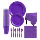 thumbnail image 1 of Juego de vajilla desechable para 20 invitados Papel desechable Vajilla de cumpleaños Platos de plást Meterk Morado, 1 of 7