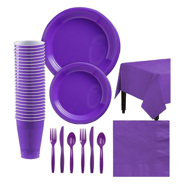 Amdohai Disposable Tableware Set for 20 Guests Disposable Paper Birthday Dinnerware Plastic