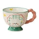 thumbnail image 1 of Taza de cerámica para taza de leche y café, taza artesanal pintada a mano, elegante taza de desayuno, taza de vientre grande para regalo de té, leche, Mango rosa, 1 of 8