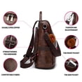 thumbnail image 5 of CHERUTY-mochila para mujer, bolso de hombro informal antirrobo de cuero PU, bolsos tipo cartera a la moda para mujer, 5 of 5