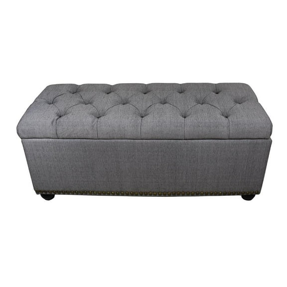 ORE international, Inc. 18" Tufted Grey Storage Bench 3Pcs Ottoman Seating