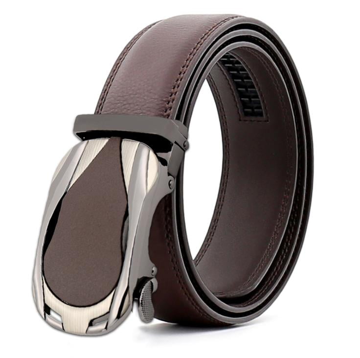 Mens Adjustable Ratchet Slide Buckle Belt - Genuine Leather Automatic ...