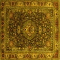 thumbnail image 1 of Ahgly Company Machine Washable Indoor Square Medallion Yellow Traditional Area Rugs, 3' Square, 1 of 4