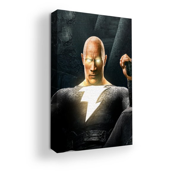 Black Adams Canvas Wall Art by Mavis Print- 16x20 inches DC Comics Wall Decor | HD Printed & Wooden framed wall art | UV & Water Resistant Modern Wall Decor for Gift | Kids room Decor | Made in USA