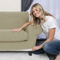 thumbnail image 6 of Subrtex Textured Grid Stretch Sofa Cover Couch Slipcover with Separate Cushion Cover (Khaki, Loveseat), 6 of 7