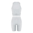thumbnail image 4 of MXUIKV Workout Sets for Women Slim Fitted Cropped Crew Neck Sleeveless Cropped Tank Top High Waist Shorts(X-Large,White), 4 of 4