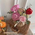 thumbnail image 4 of AMERTEER Rattan Small Flower Basket Retro Art Square Carrying Basket Beach Bag Oval Drum Rattan Bag, 4 of 22