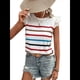 thumbnail image 1 of Camiseta de Verano con Cuello Redondo, Estampado de Rayas y Volantes de Encaje y Mangas para Mujer L, 1 of 7