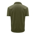 thumbnail image 6 of Men's Corduroy Solid Color Stand Collar Short Sleeve Ribbed Sweatshirt, Spring Summer Casual Pullover,Army Green,L, 6 of 8