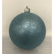 Holiday Time Light Blue Glitter Round 6" Shatterproof Christmas Ornament 1 Count