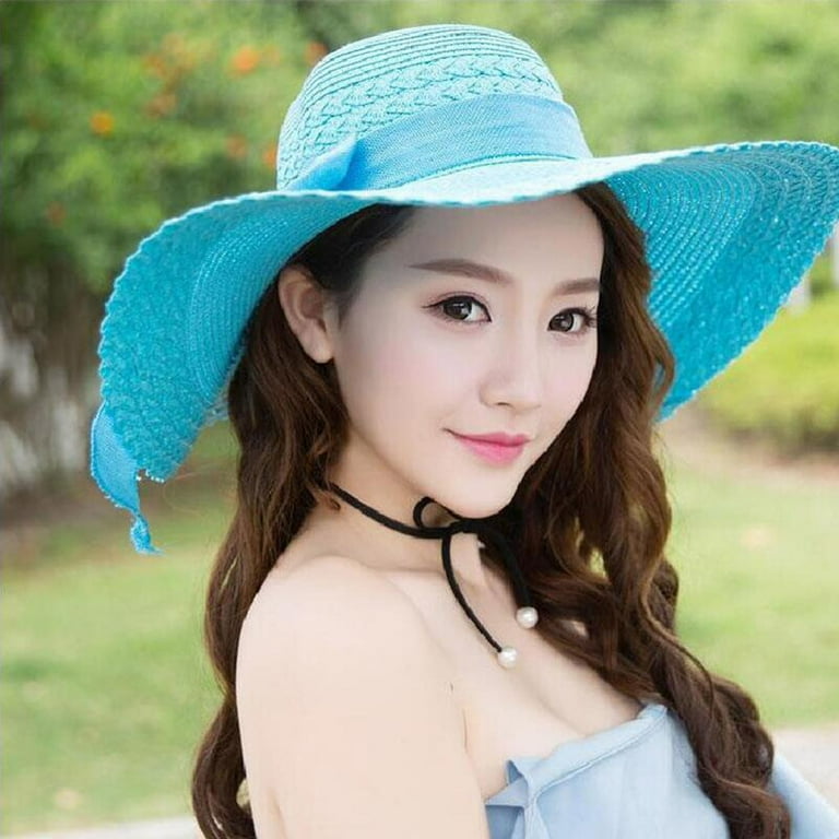 Women Colorful Big Brim Straw Bow Hat Sun Floppy Wide Brim Hats Beach Cap  Youth Baseball Caps Bra Hat Boys Baseball Cap Watcher Cap Fashion Tidbits