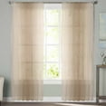 thumbnail image 2 of Beige Ombre Sheer Curtains 63 Inches Length 2 Panels Set, Window Sheer Curtains for Living Room/Bedroom, Khaki Modern Art Farmhouse Light Filtering Rod Pocket Curtain 52'' x 63'' x 2, 2 of 7