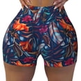 thumbnail image 2 of Lsque Tropical Flower Pattern High Waisted Biker Shorts for Women-Tummy Control Fitness Athletic Workout Running Yoga Gym Shorts,Moisture-Wicking-, 2 of 9