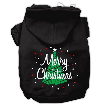 Mirage Pet Scribbled Merry Christmas Screenprint Pet Hoodies, Black - Small