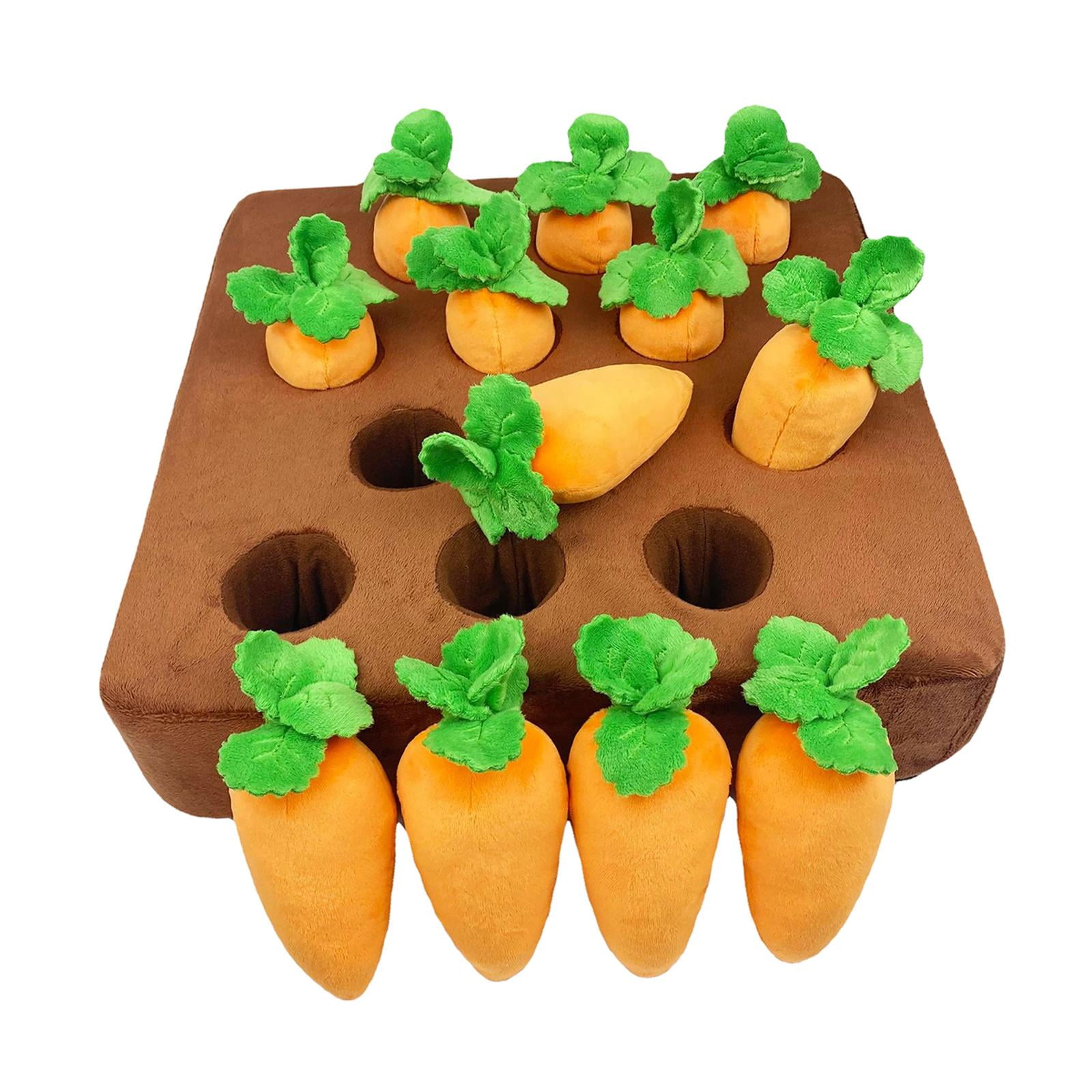 Garden Carrot Plush Toy Vegetable Fruit Pet Interactive Puzzle Foraging Training Educational Toy Increase Dog Enrichment Toys , Multi, 36cmx36cm