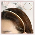 thumbnail image 3 of 2 Pcs Faux Pearl Headbands Hair Accessories Headbands for Women Girl Gold Tone Silver Tone 5.12"x0.2", 3 of 7