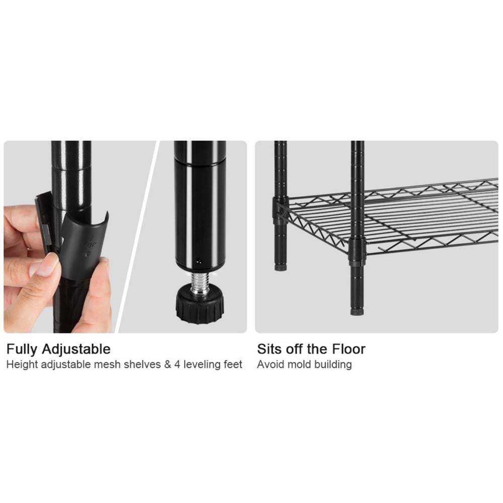 Ktaxon 3-Shelf Storage Rack, Adjustable Metal Wire Shelving Organizer Black, 35.4"L x 13.78"W x 31.5"H