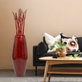 thumbnail image 2 of Bamboo Cylinder Floor Vase  - Handcrafted Tall Decorative Vase - Ideal for Dining Room, Living Room, 27.5 Inch Red, 2 of 6