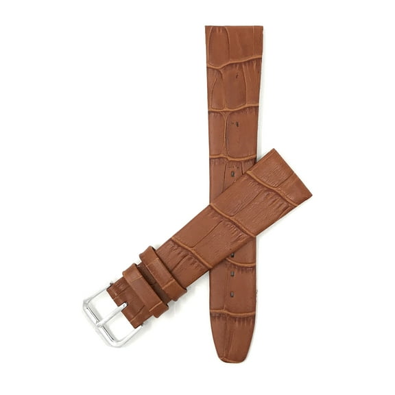 Bandini 18mm Italian Alligator Pattern Watch Strap - Tan - Semi-Glossy Finish - Classic