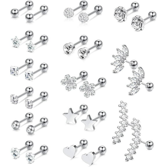 Surgical Steel Cartilage Earrings For Women Men Cartilage Piercing Jewelry Stainless Steel Tragus Earrings Gold Cartilage Earring Sets For Multiple Piercing Conch Helix Tragus Piercing Jewel[Z1]