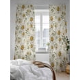 thumbnail image 3 of Daisies Flowers Sheer Curtains 2 Panels Set Spring Summer Idyllic Leaves Linen Texture Lihgt Filtering Rod Pocket Voile Drape, Semi Sheer Window Curtains for Bedroom Living Room, 52"x96", 3 of 5