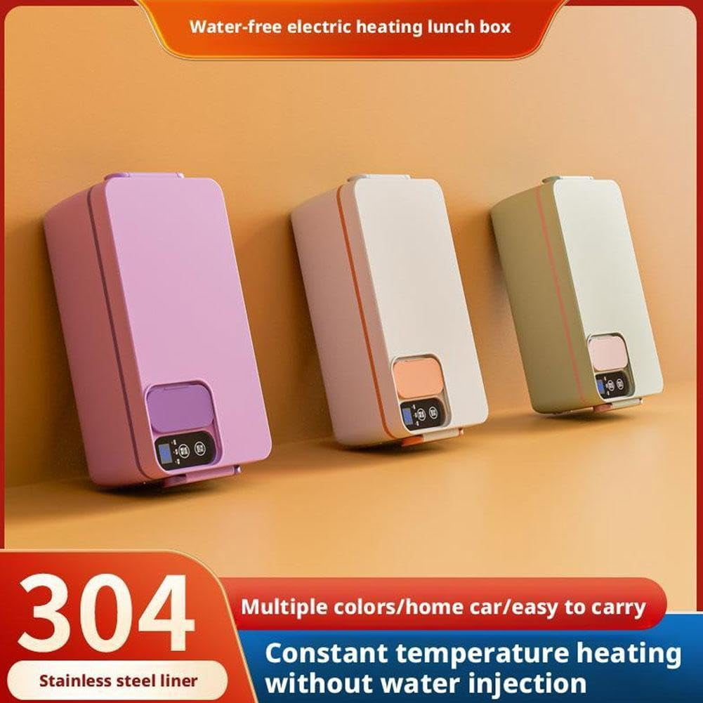 Cordless Electric Lunch Box, 1.2L Self Heating Lunch Boxes with Automatic Heating, 12000mAh Rechargeable Portable Food Warmer with 65 Degree Constant Temperature Heating, for Office,Outdoors (White)