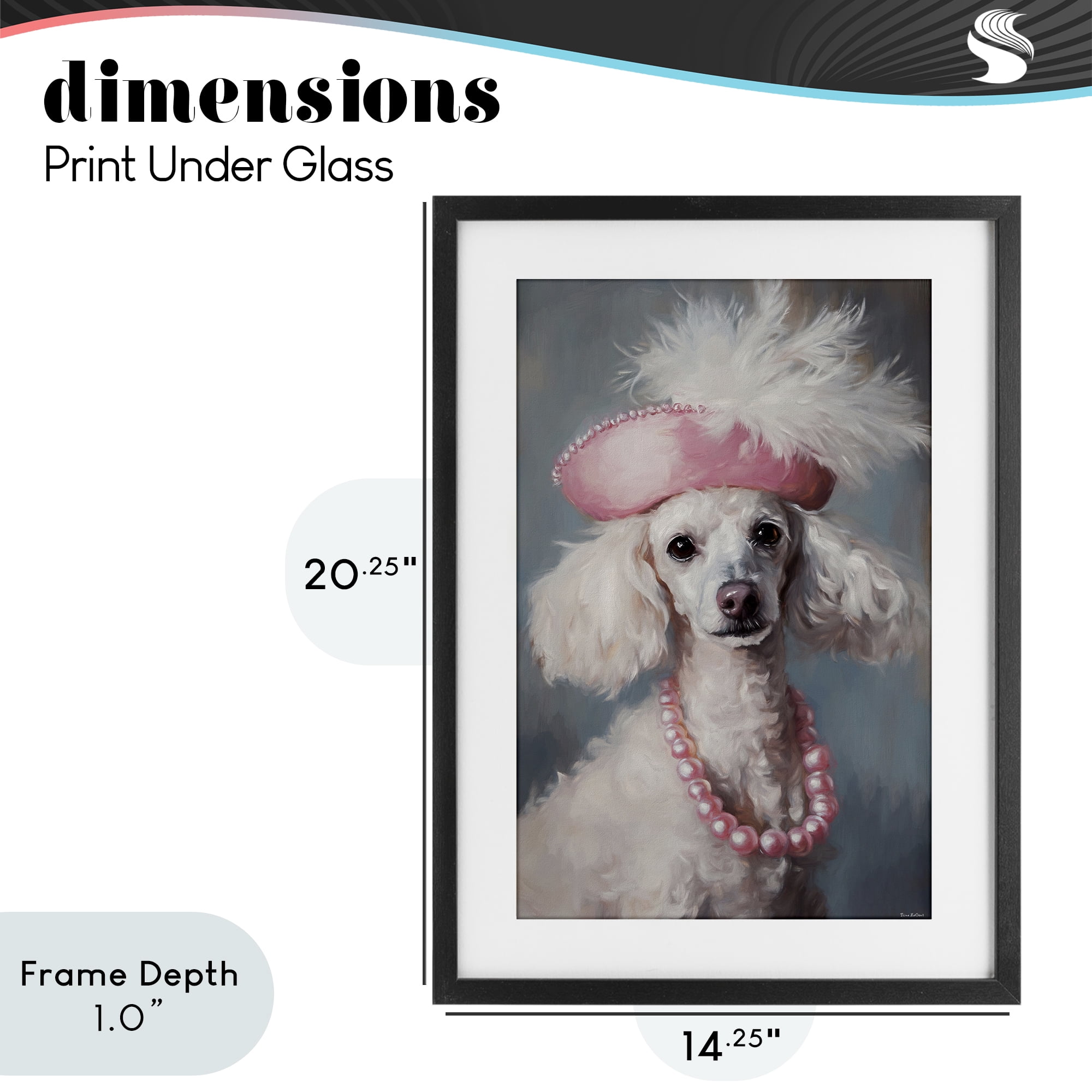 Stupell Industries Beautiful Collette Pup Black Framed Print Under Glass, design by Tina LeCour