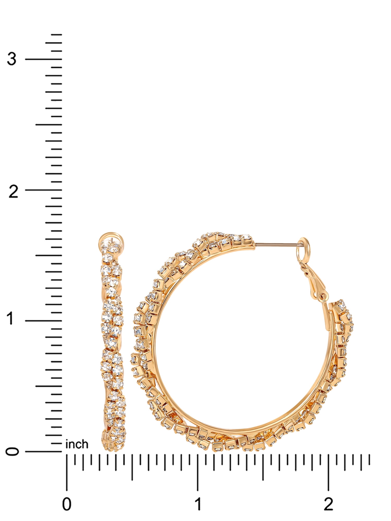 Jessica Simpson Women's Spiral Rhinestone Hoop Earrings