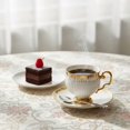 thumbnail image 2 of Juego de bandeja y taza de café de cerámica estilo Medio Oriente, diseño dorado, capacidad de 3,38 oz for la hora del café de la tarde, 2 of 3