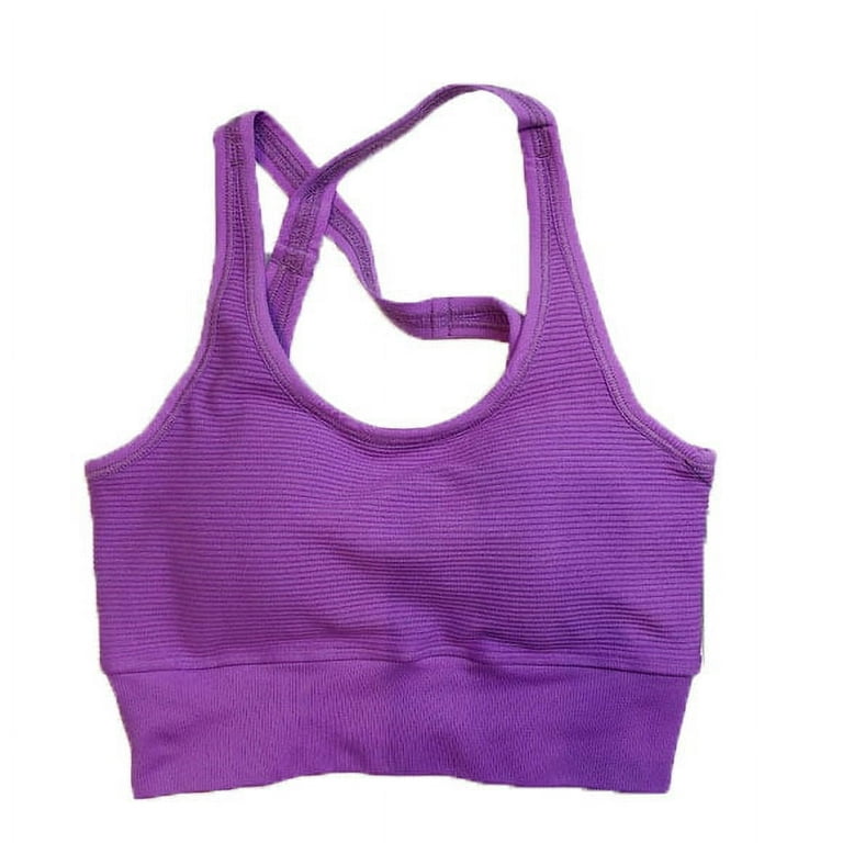 Nux Women's Ribbed Shapeshifter Yogs Sports Bra, Purple, Medium