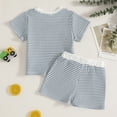 thumbnail image 5 of KPOPLK 2PCS Toddler Baby Boy Birthday Outfit Birthday Boy Embroidery Short Sleeve T-Shirt and Gingham Plaid Shorts Set Size 6-12 Months,Light Blue, 5 of 7