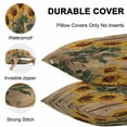 thumbnail image 6 of Outdoor Waterproof Pillow Covers Pack of 2, Summer Watercolor Flowers Retro Sunflower Wood Grain Decorative Throw Pillowcases Cushion Covers for Garden Patio Tent Sofa Couch, 16x16 inch, 6 of 8