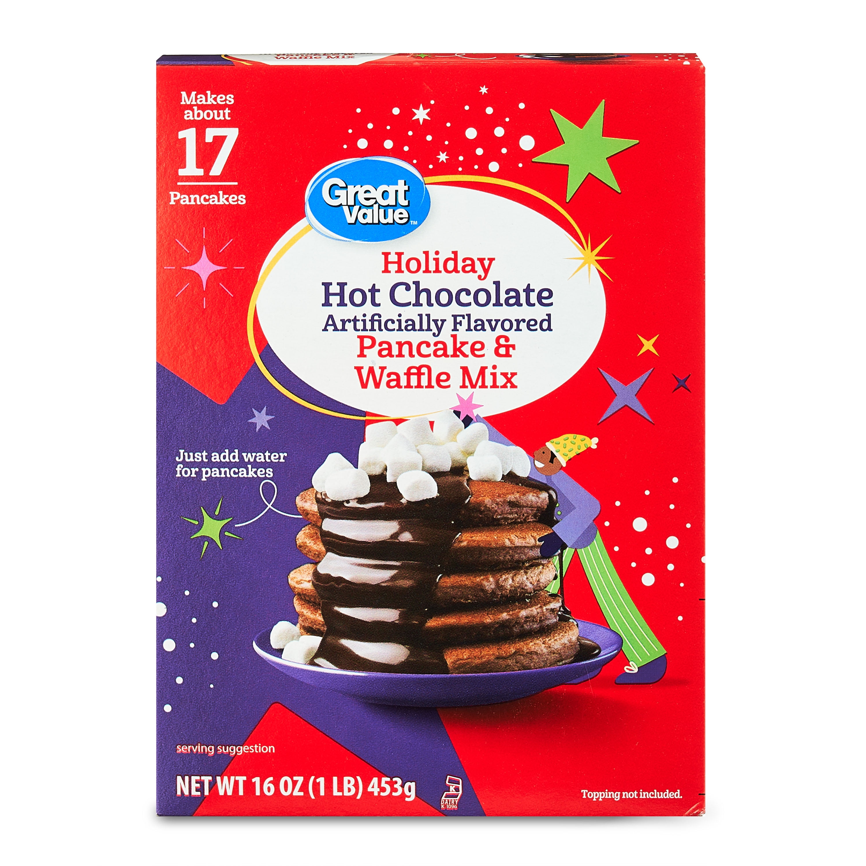 Great Value Complete Hot Chocolate Pancake and Waffle Mix, 16 oz Box