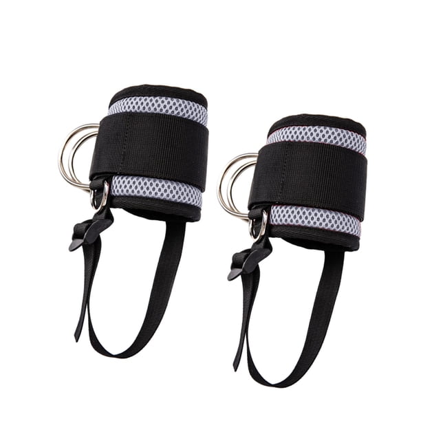 2 correas de tobillo Perfecl para máquinas de cable y bandas de resistencia Gris