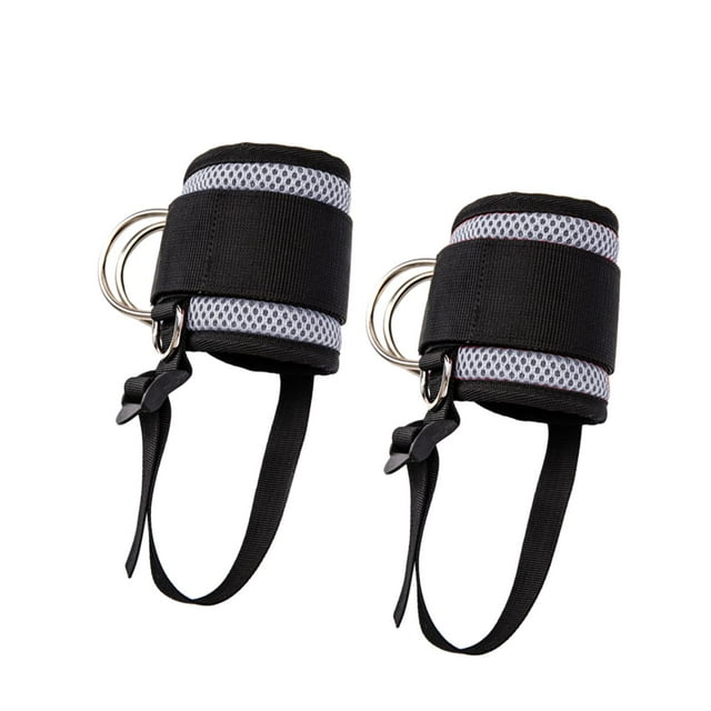 2 correas de tobillo Perfecl para máquinas de cable y bandas de resistencia Gris