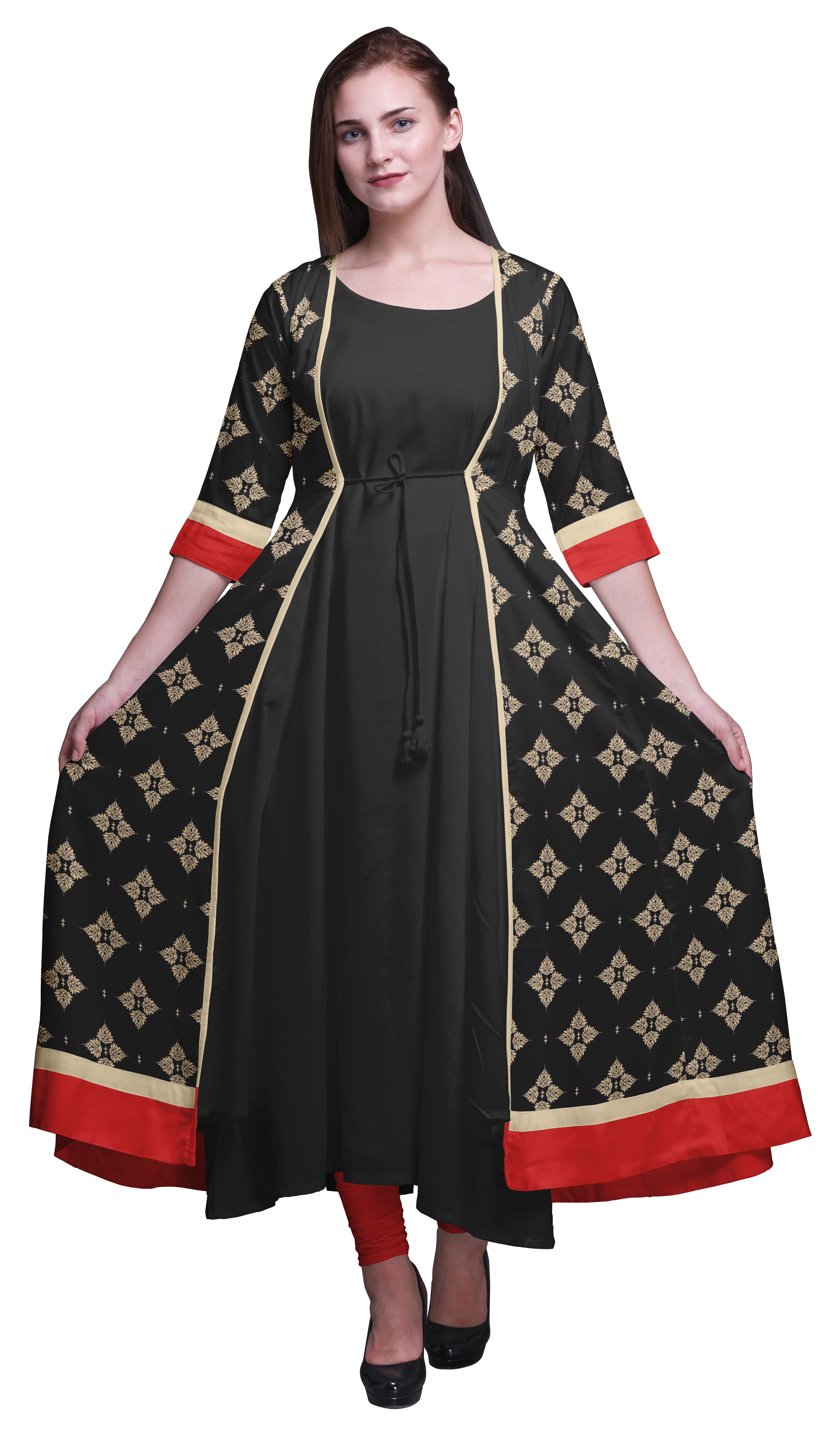 Details about   Designer Indian Anarkali Kurta Rust & Charcoal Cotton Ethnic Motifs 3/4 Sleeve 