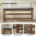 thumbnail image 4 of VKNOW 44.3” Wooden Entryway Bench, 2-Tier Upholstered Shoe Bench for Bedroom, Storage End of Bed Bench with Rubberwood Legs for Living Room, Hallway, Black, 4 of 13