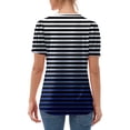 thumbnail image 3 of NAMTYQX Womens Summer Tops Soft Loose Stylish V Neck Light Short Sleeve Casual Stripe Print Plus Size Light Blue Size 2XL, 3 of 5