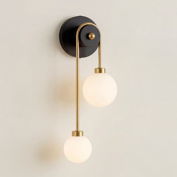 Possini Euro Design Possini Euro Adelia 16" High Black and Brass 2-Light Wall Sconce