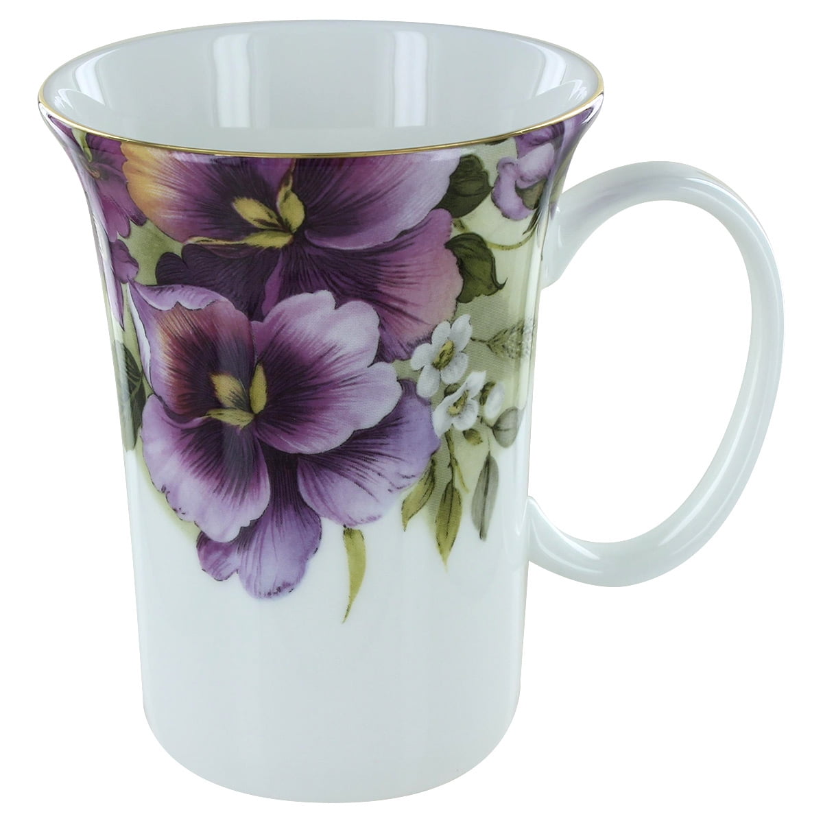 Purple Pansy Bone China Trumpet Mug - 11oz - Set of 4 - Walmart.com