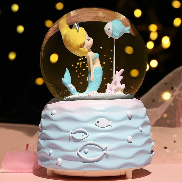 Bola de nieve BREIS Musical LED con forma de sirena, regalo para niñas, 10 cm