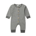 thumbnail image 1 of Barboteuse Bébé Garçon Fille Combinaison Chaude Manches Longues Rayée Tenue Décontractée, 1 of 6