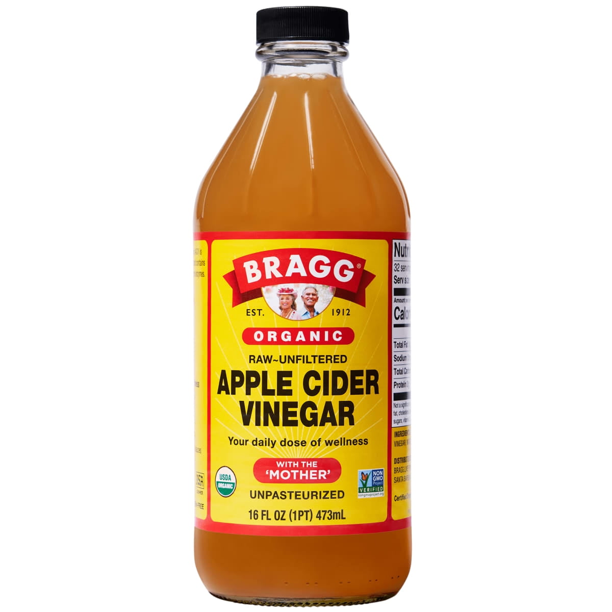 (12 pack) Bragg Organic Apple Cider Vinegar with the Mother, Raw and Unfiltered, 16 fl oz