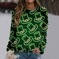 thumbnail image 4 of ASFGIMUJ Women Round Neck Holiday All Print Long Sleeve Four Leaf Hoodless Hoodies Sweatshirt Tops,Size L, 4 of 5