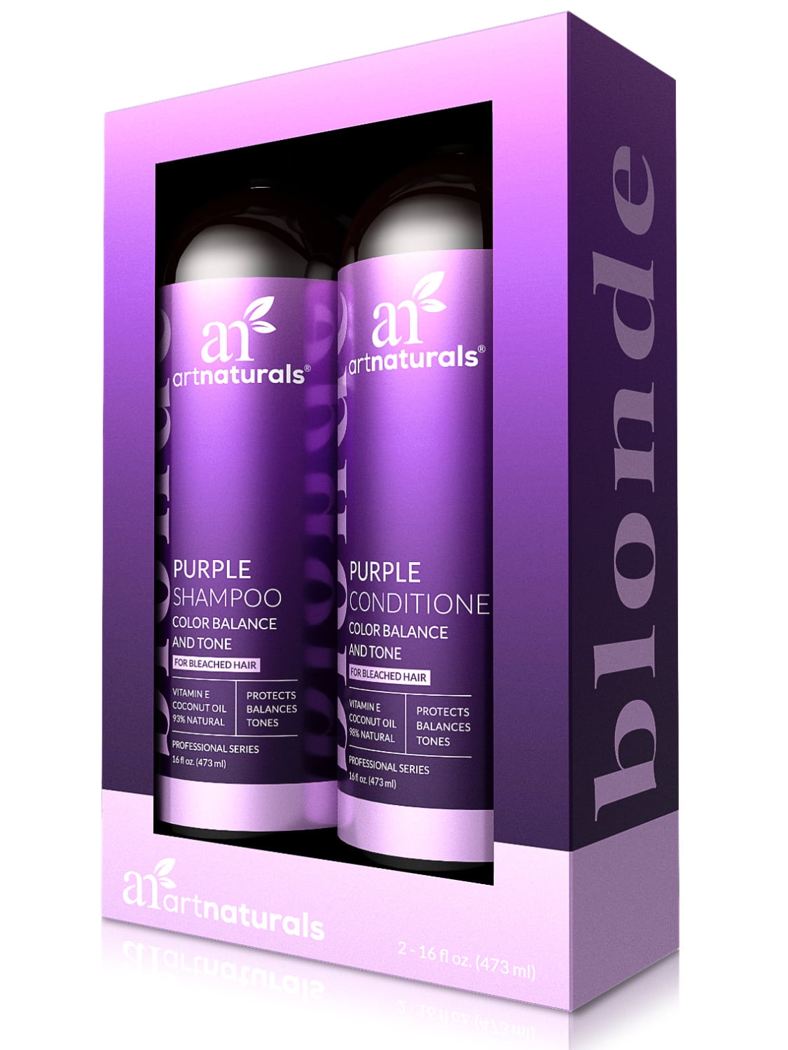 artnaturals Purple Shampoo and Conditioner Set – (2 x 16 Fl Oz / 473ml) –  Protects, Balances and Tones – Bleached, Color Treated, Silver, Brassy and
