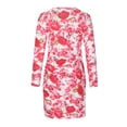 thumbnail image 5 of Women Dresses V-neck Printed Long Sleeved Dresses Printed Sexy Fashion Dresses Red Trendy Skirt Size M, 5 of 9